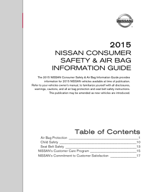2015 Nissan Misc consumer safety air bag information guide
